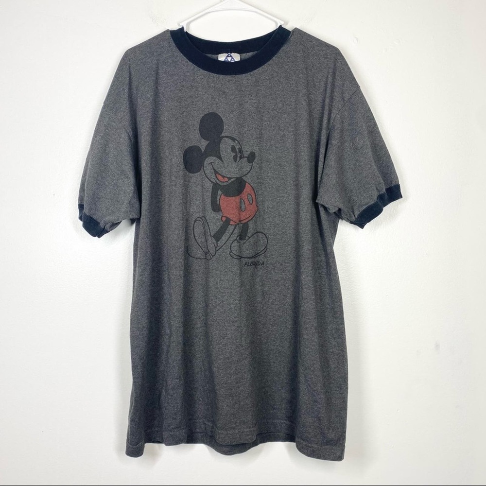 VINTAGE Disney Mickey Mouse Ringer Graphic Tee XL Made In USA Y2K 2000